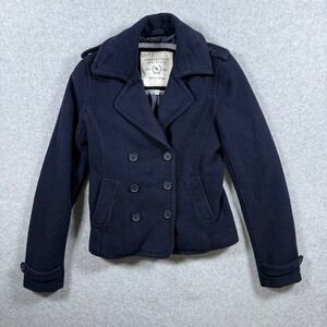 Vintage Abercrombie & Fitch Womens Medium Navy Blue Wool Blend Peacoat Jacket